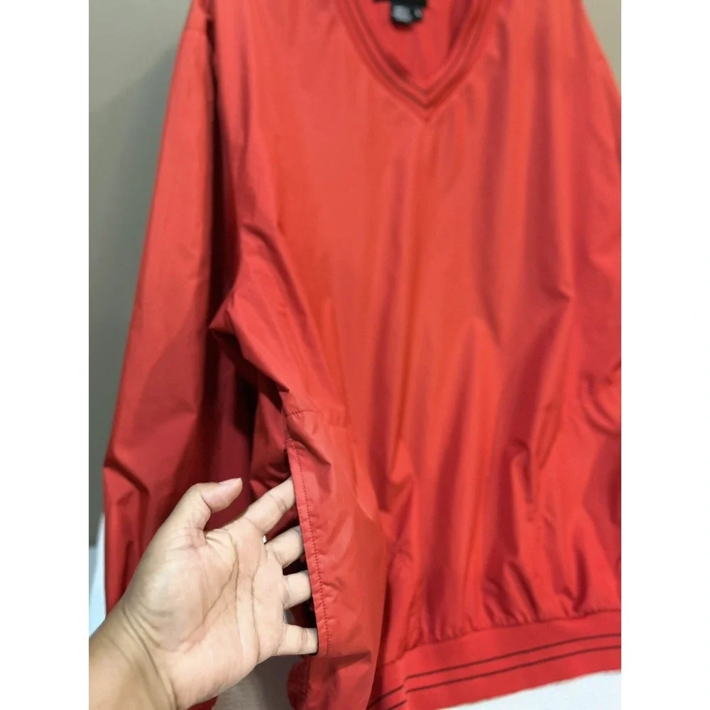 FootJoy Windbreaker Red Long Sleeve Men's Large Red Lined Pullover‎